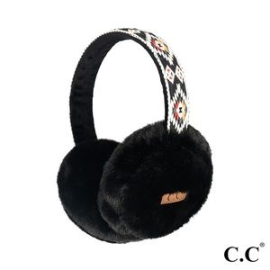 C.C Aztec Band Earmuff With Fur Trim